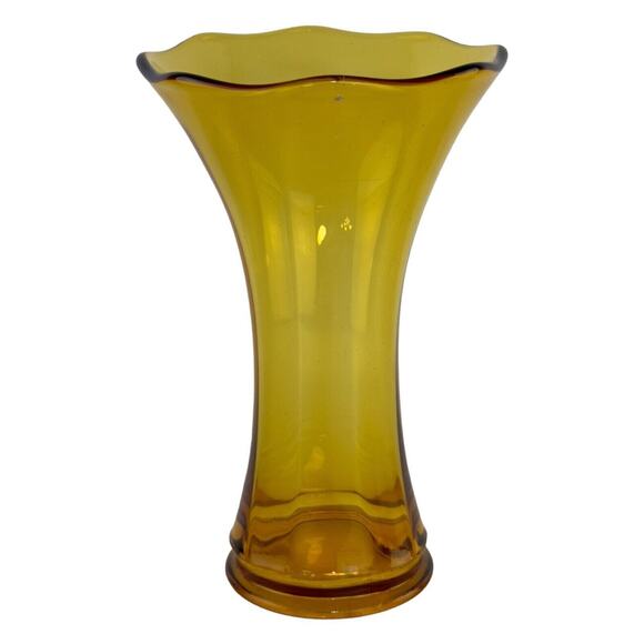 Vintage Amber Glass Swung Vase 9" Mid Century Modern Art Glass Home Decor - Picture 6 of 16